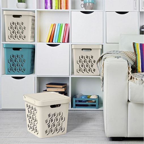 Ящик универсальный с крышкой Econova Deluxe, 286 x 286 x 286 мм, 18 л, светло-серый фото