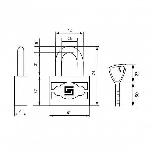 Замок навесной Булат ВС 3-П60 ПЛ, d 8 мм, 5 ключей фото