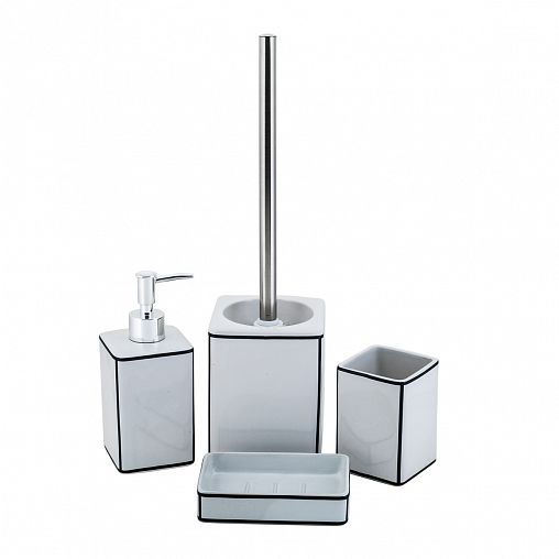 Дозатор для жидкого мыла Swensa Cory, керамика, белый/черный фото