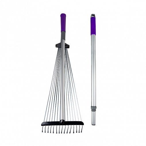 Грабли веерные Don Gazon, алюминиевые, регулируемые, с телескопической ручкой, 15 зубьев фото