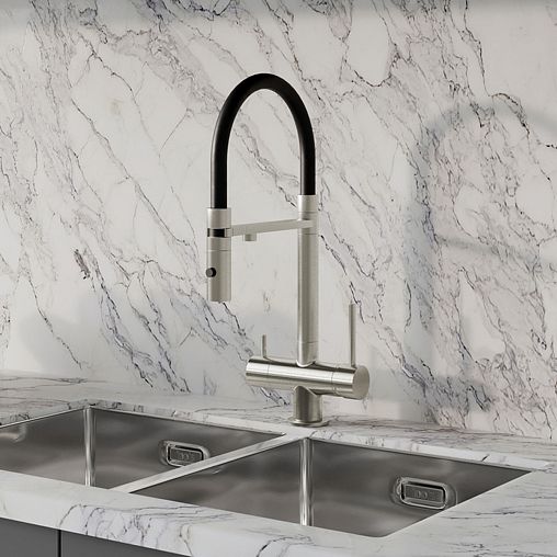 Смеситель для кухни IDDIS Ace, с гибким изливом и подключением к фильтру, сатин фото