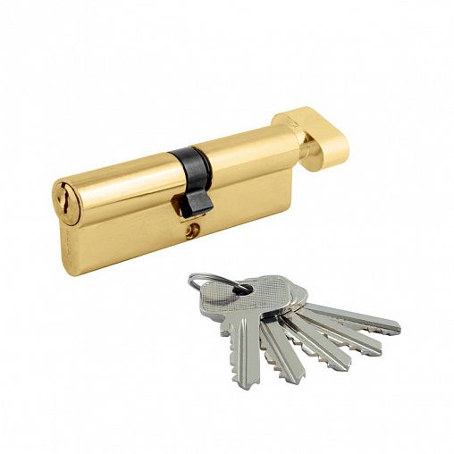 Цилиндровый механизм Нора-М STD Z ЛВ-90 (45-45), ключ/вертушка, золото фото