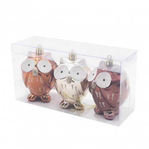 Набор елочных украшений Совы, 9 x 6 x 6 см, 3 шт, разноцветный фото