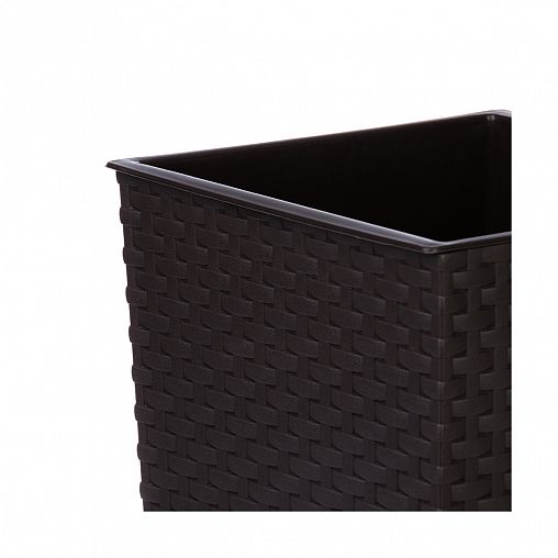Кашпо напольное Альтернатива Ротанг, 32,5 x 32,5 x 61 см, со вставкой, мокко фото