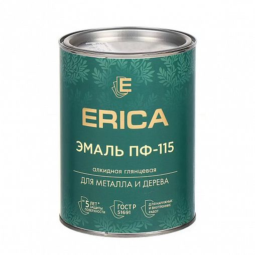 Эмаль ПФ-115 для металла и дерева Erica, алкидная, глянцевая, 1,8 кг, оранжевая фото