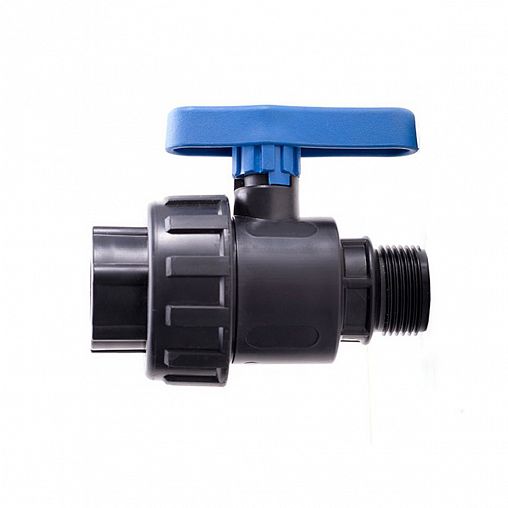 Кран шаровой компрессионный для ПНД труб Lammin, наружная/внутренняя резьба, 1" фото