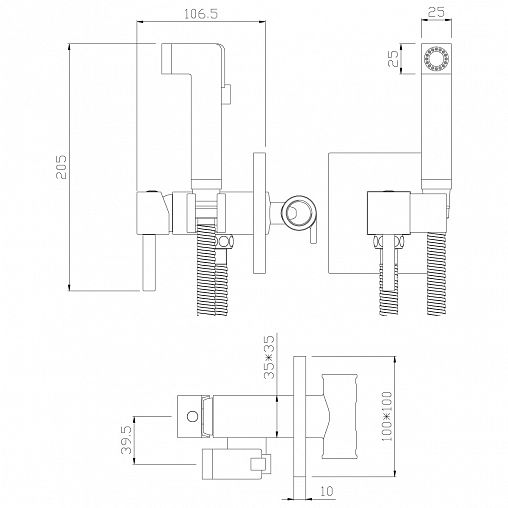Гигиенический душ Rossinka X25-53, хром фото