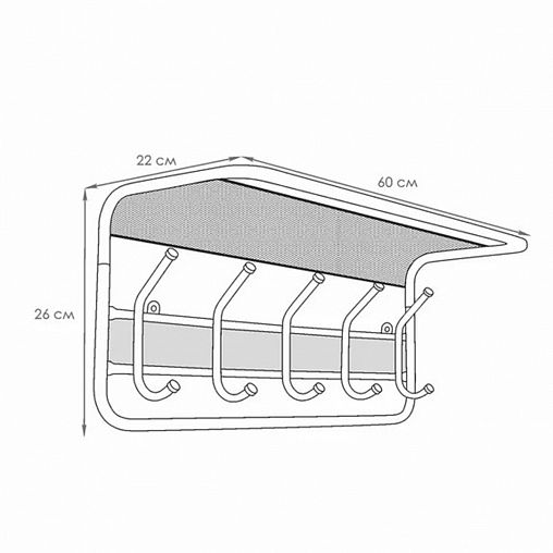 Вешалка настенная на 5 крючков с полкой для головных уборов