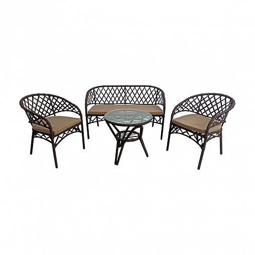 Комплект садовой мебели Alfart Aura lite old (2 кресла, 1 диван, 1 стол), темно-коричневый фото