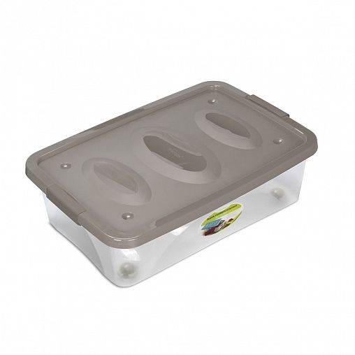 Ящик универсальный Martika Астело, на колесах, 600 x 400 x 180 мм, коричнево-серый фото