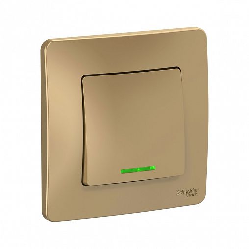 Переключатель 1-клавишный Systeme (Schneider) Electric Blanca, встраиваемый, с подсветкой, титан фото