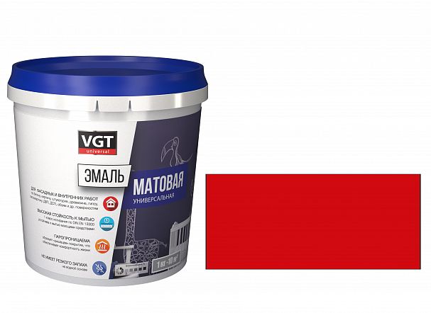 Эмаль универсальная VGT ВД-АК-1179, матовая, 1 кг, красная фото