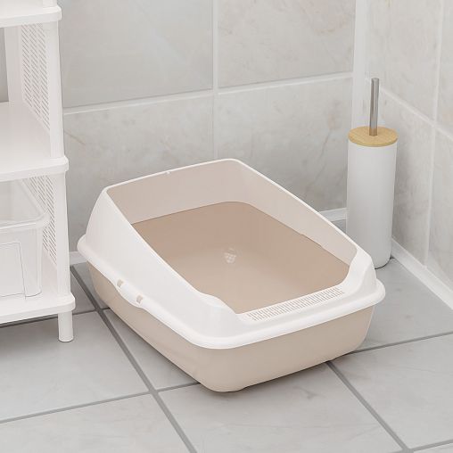 Лоток для животных Альтернатива, с высоким бортом, бежевый фото