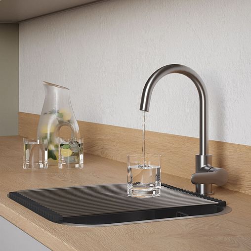 Смеситель для кухни IDDIS Cuba, с подключением к фильтру, никель матовый фото