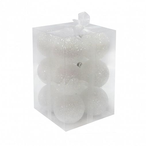 Набор елочных шаров, d 6 см, 12 шт, белый фото