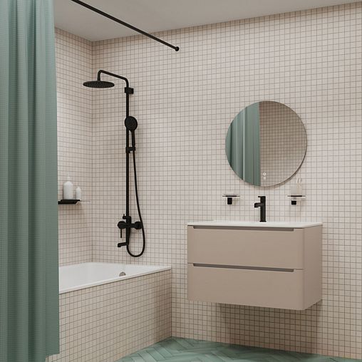 Душевая система с тропическим душем IDDIS Aiger, черная матовая фото