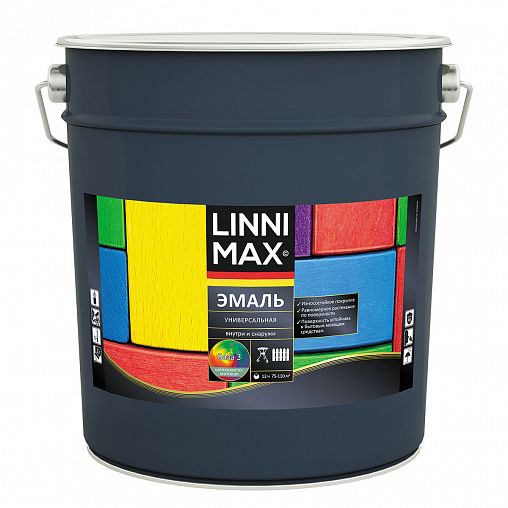 Эмаль алкидная Linnimax, универсальная, шелковисто-матовая, база 3, бесцветная, 8,28 л фото