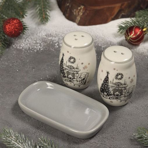 Набор для специй Доляна Хюгге, солонка/перечница, 11,5 х 6,2 х 8,8 см фото