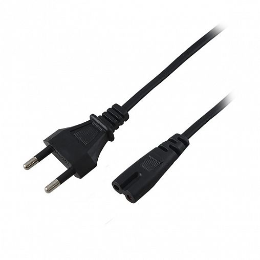 Шнур Rexant, 2 x 0,75 мм², евровилка прямая-евроразъем С7, 1,8 м, черный фото