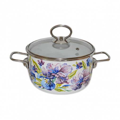 Кастрюля эмалированная Vitross Iris с крышкой, 2 л фото