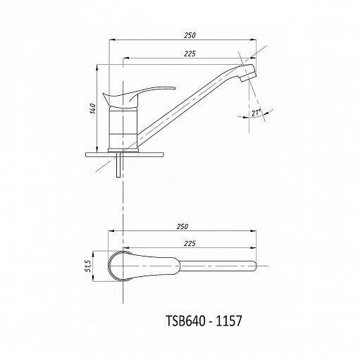 Смеситель для кухни Tsarsberg TSB-640-1157, однорычажный, хром фото