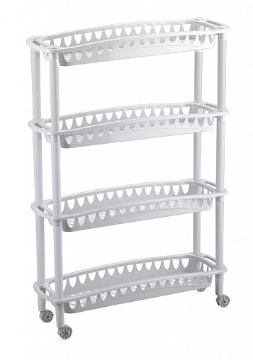 Этажерка на колесах Бытпласт Джулия, 4 полки, 590 x 180 x 730 мм, светло-серая фото