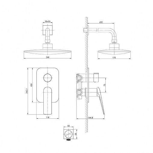 Душевая система Lemark Allegro LM5929CW, встраиваемая, однорычажная, хром/белая фото