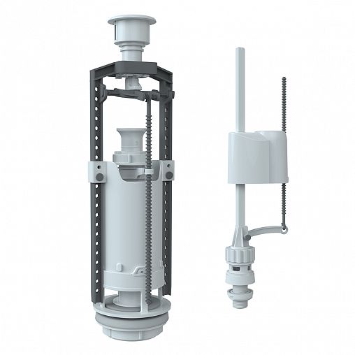 Арматура для бачка унитаза Unicorn SM_N/W, 1 кнопка, нижний подвод, заливной клапан фото