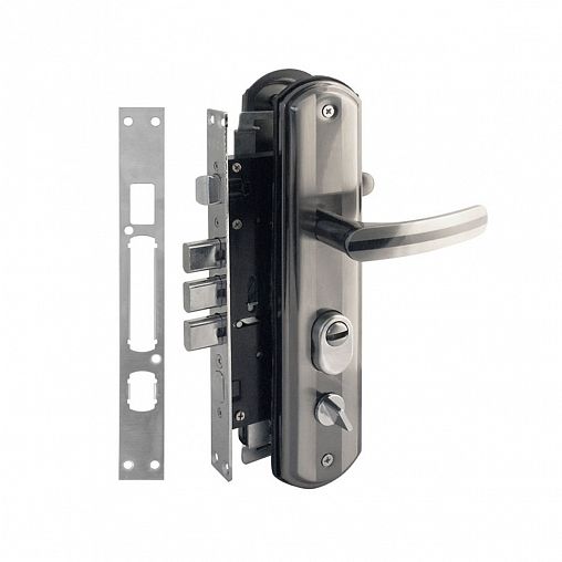 Замок врезной Нора-М STD, N200 - 68 мм, левый, матовый никель/черный никель фото