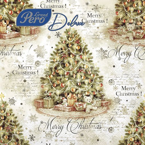 Салфетки бумажные сервировочные GrandPero Deluxe Винтажная ель, трехслойные, 20 шт фото