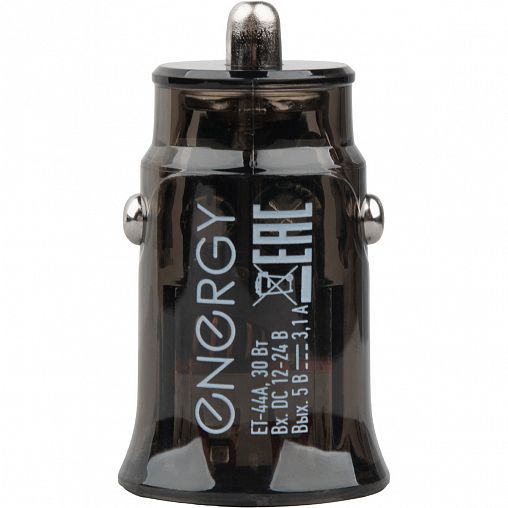 Автомобильное зарядное устройство Energy ET-44А, USB/Type C, черное фото