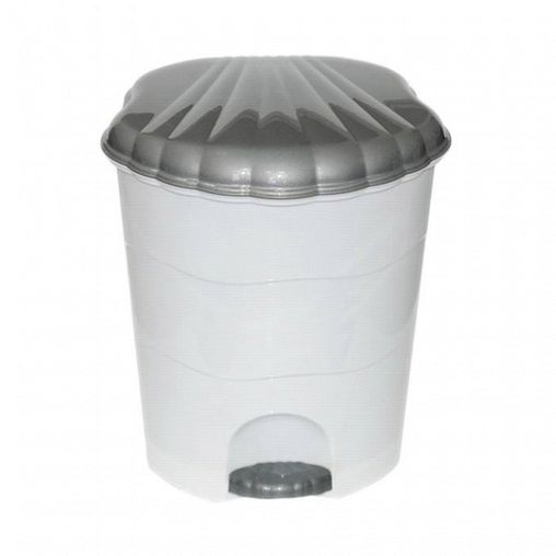 Ведро для мусора Violet, 11 л, с педалью, белый/серый металлик фото