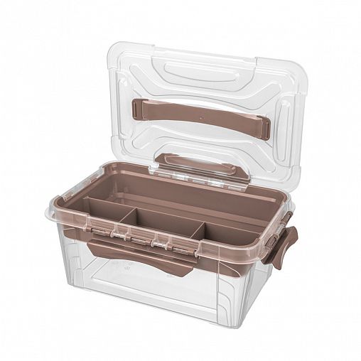 Ящик универсальный с замками и органайзером Econova Grand Box, 290 x 190 x 124 мм, 4,2 л, коричневый фото
