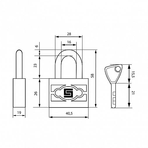 Замок навесной Булат ВС 3-П40 ПЛ, d 6 мм, 5 ключей фото