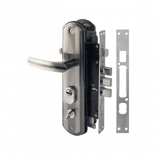 Замок врезной Нора-М STD, N200 - 68 мм, правый, матовый никель/черный никель фото