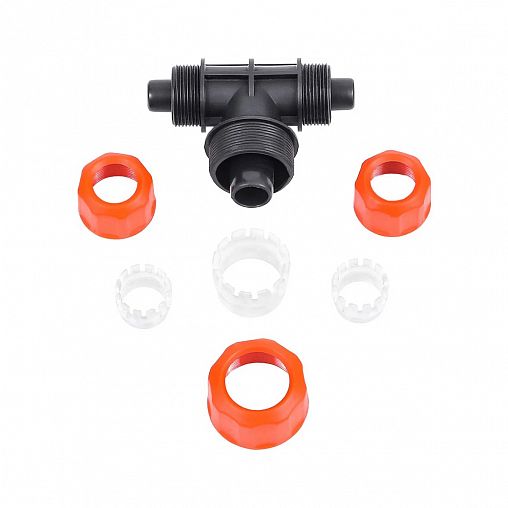 Тройник для соединения шлангов Жук, цанговый, 1/2" - 1/2" - 3/4" фото