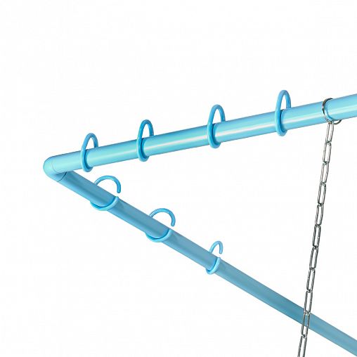 Карниз для ванной угловой Violet, с кольцами, 260 см, голубой фото