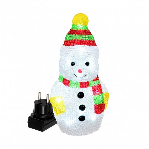 Фигурка светодиодная Vegas Снеговик, 16 LED ламп, с блоком питания, 10,5 x 9 x 20 см, холодный свет фото