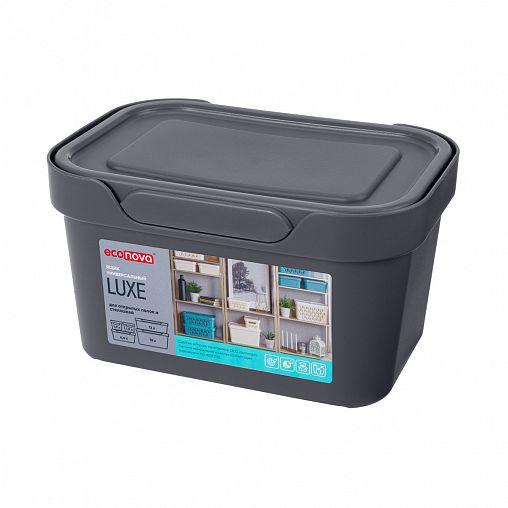 Ящик универсальный с крышкой Econova Luxe, 189 x 132 x 110 мм, 1,9 л, серый фото
