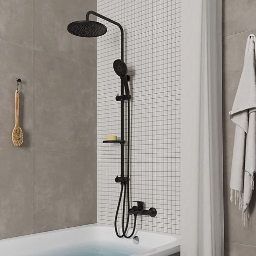 Душевой комплект с тропическим душем Milardo Ideal Spa ILSBL3FM76, черный матовый фото