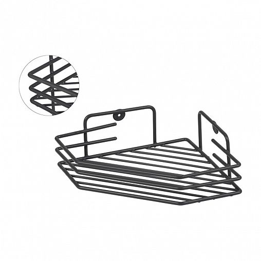 Полка в ванную угловая Рыжий кот, 20,5 x 20,5 x 6,5 см, графит фото