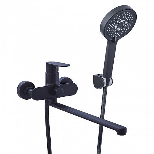 Смеситель для ванны с душем Fashun A2285-7, с длинным изливом, черный фото