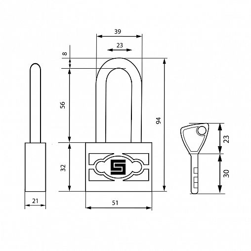 Замок навесной Булат ВС 3-П50-01 ПЛ, d 7,5 мм, 5 ключей фото