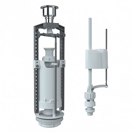 Арматура для бачка унитаза Unicorn SM_N/H, 1 кнопка, нижний подвод, заливной клапан фото