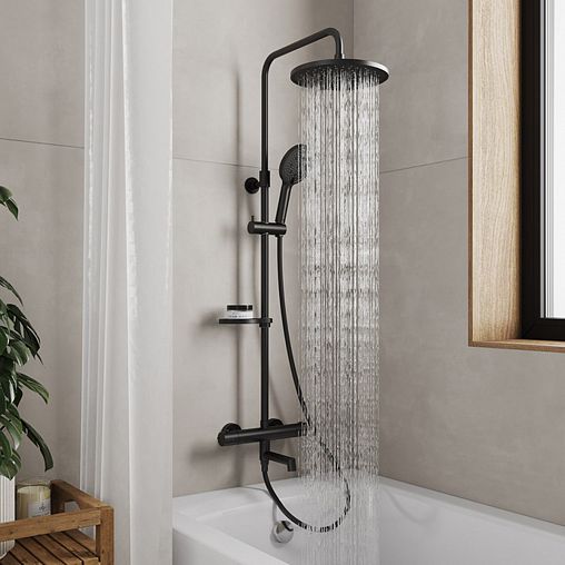 Душевая система с тропическим душем Milardo Ideal Spa ILSBLTHM06, черная матовая фото