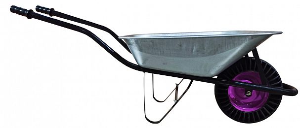 Тачка одноколесная строительно-садовая, 90 л, цельнорезиновое колесо фото