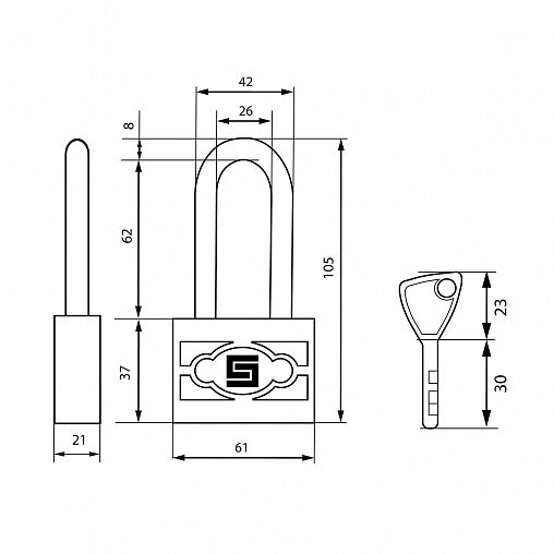 Замок навесной Булат ВС 3-П60-01 ПЛ, d 8 мм, 5 ключей фото