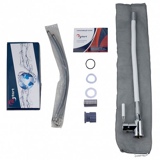 Смеситель для кухни PLStart PG54022B23, с гибким изливом, хром/белый фото