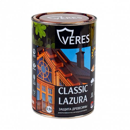 Декоративная пропитка для дерева Veres Classic Lazura №29, матовая, 0,9 л, калужница фото