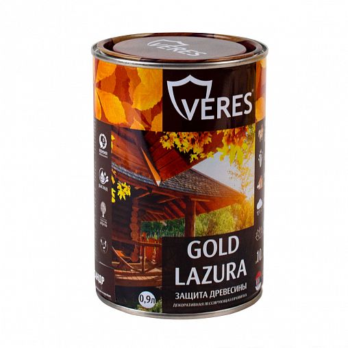 Декоративная пропитка для дерева Veres Gold Lazura №2, глянцевая, 0,9 л, сосна фото